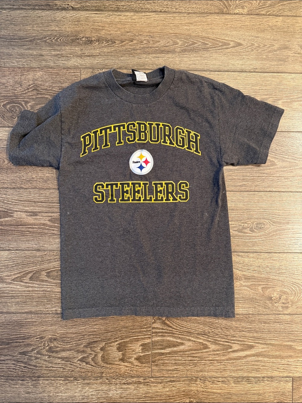 NFL Pittsburgh Steelers Dark Gray Tee with Yellow Logo